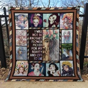 Hippie Girl Flower Quilt Blanket  Quilt